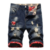 Punk Retro Color-Block Distressed Denim Shorts | Gthic.com