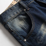 Punk Retro Color-Block Distressed Denim Shorts