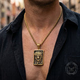 Punk Retro Lion Square Stainless Steel Animal Pendant | Gthic.com