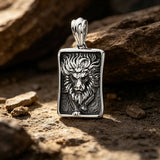 Punk Retro Lion Square Stainless Steel Animal Pendant