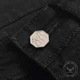 Punk Rhinestone Studded Flare Cotton Denim Jeans