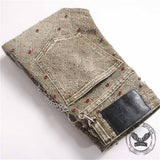 Punk Rhinestone Studded Flare Cotton Denim Jeans