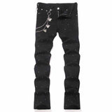 Punk Rhinestone Studded Flare Cotton Denim Jeans | Gthic.com