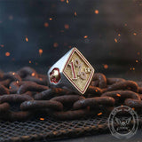 Anello teschio in acciaio inossidabile con corno Satan Devil