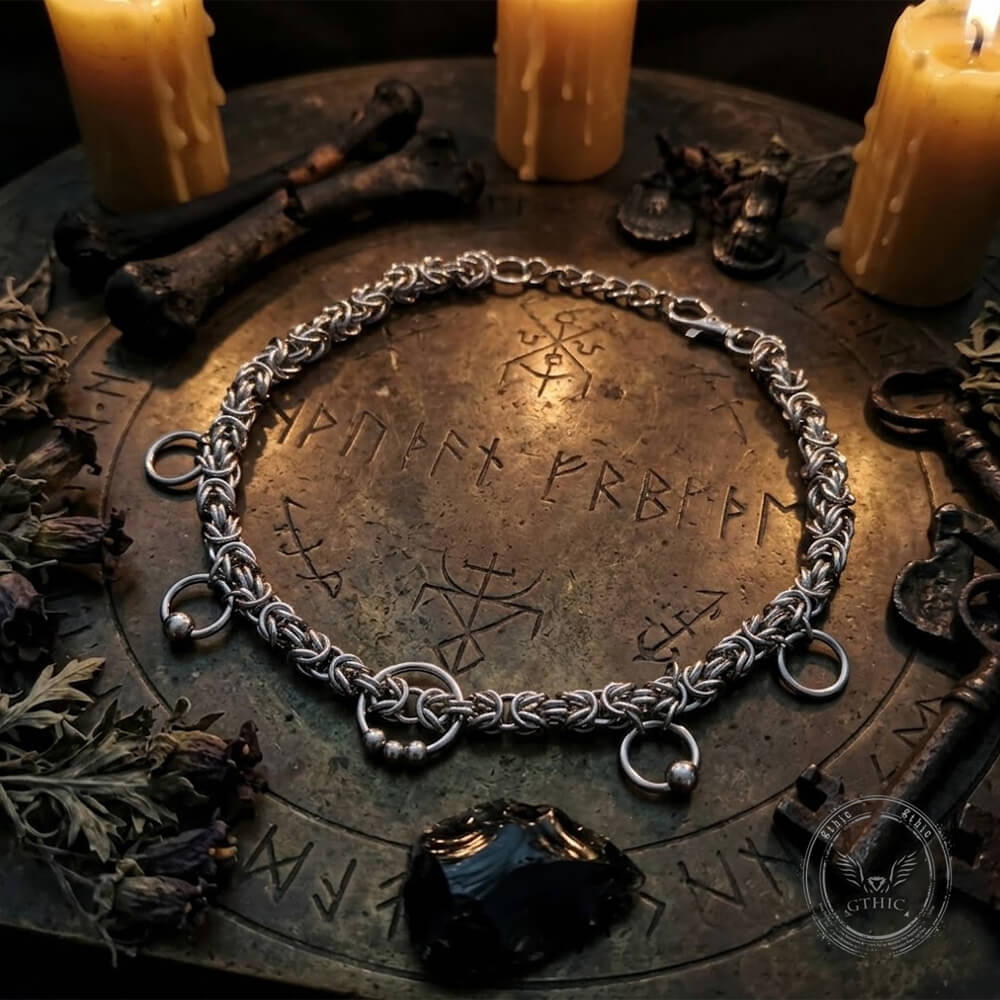 Punk Ring Woven Chain Stainless Steel Clavicle Necklace
