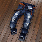 Punk Ripped Distressed Straight-Leg Vintage Jeans | Gthic.com