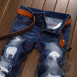 Punk Ripped Distressed Straight-Leg Vintage Jeans