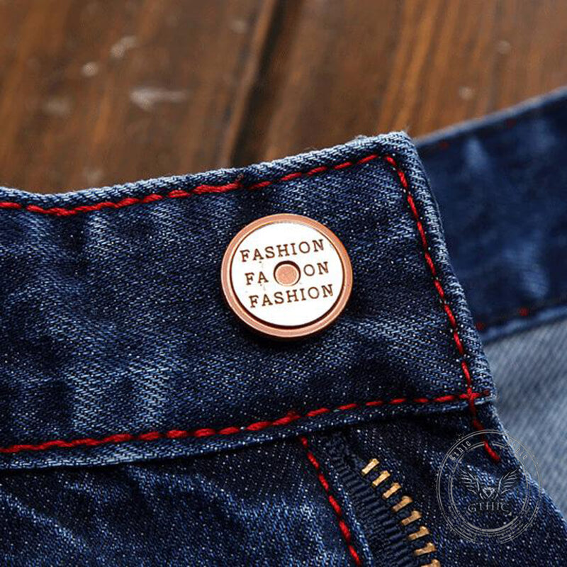 Pantaloni punk da uomo in cotone con stampa teschio patch