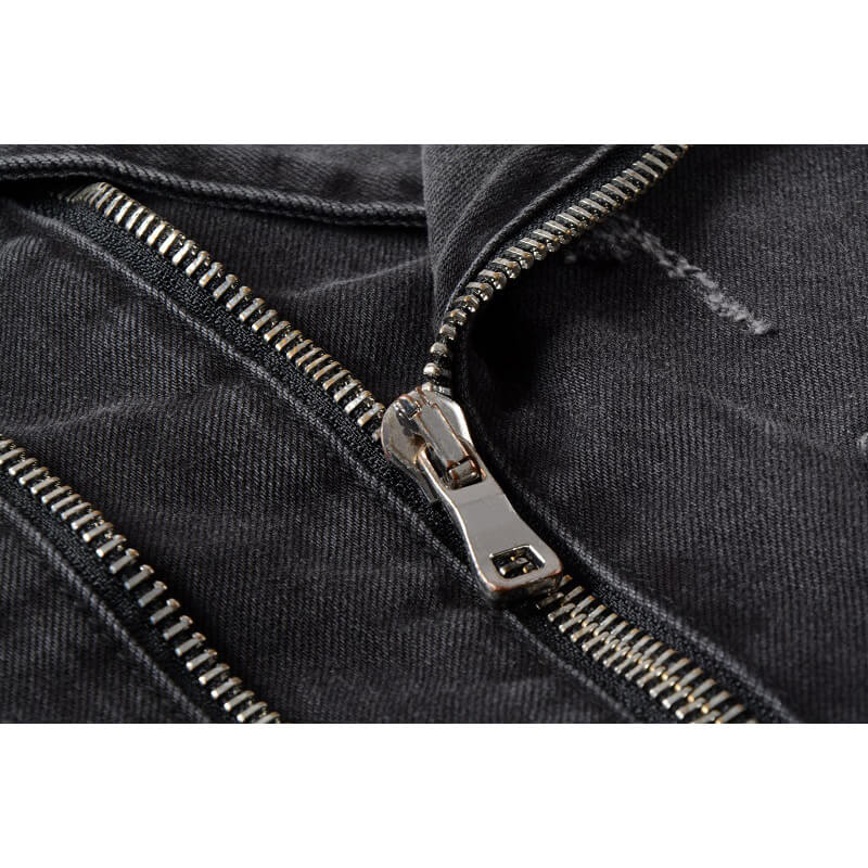 Punk Ripped Patch Men's Denim Biker Jacket