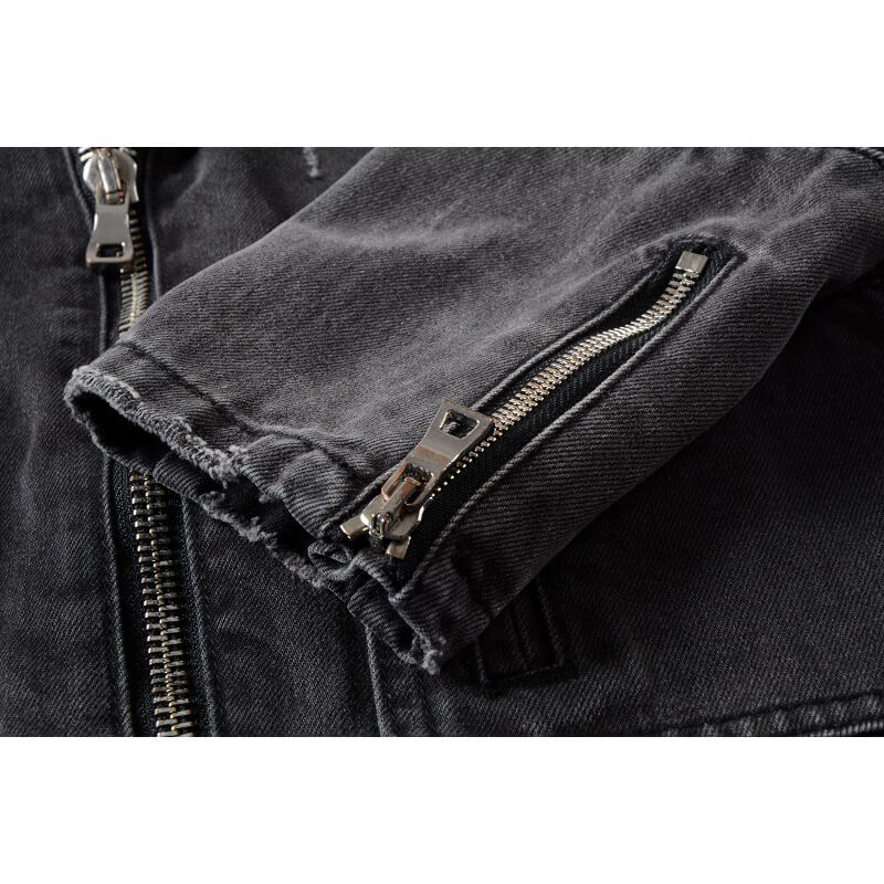 Punk Ripped Patch Men's Denim Biker Jacket