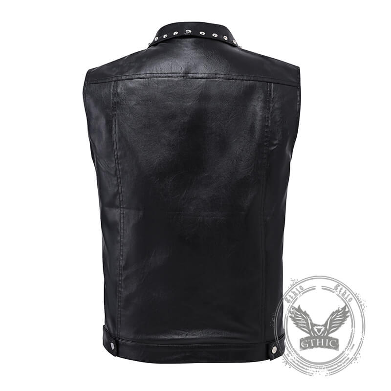 Punk Rivet Black Slim Lapel Sleeveless Vest | Gthic.com
