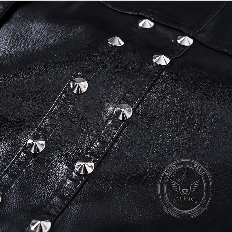 Punk Rivet Black Slim Lapel Sleeveless Vest | Gthic.com