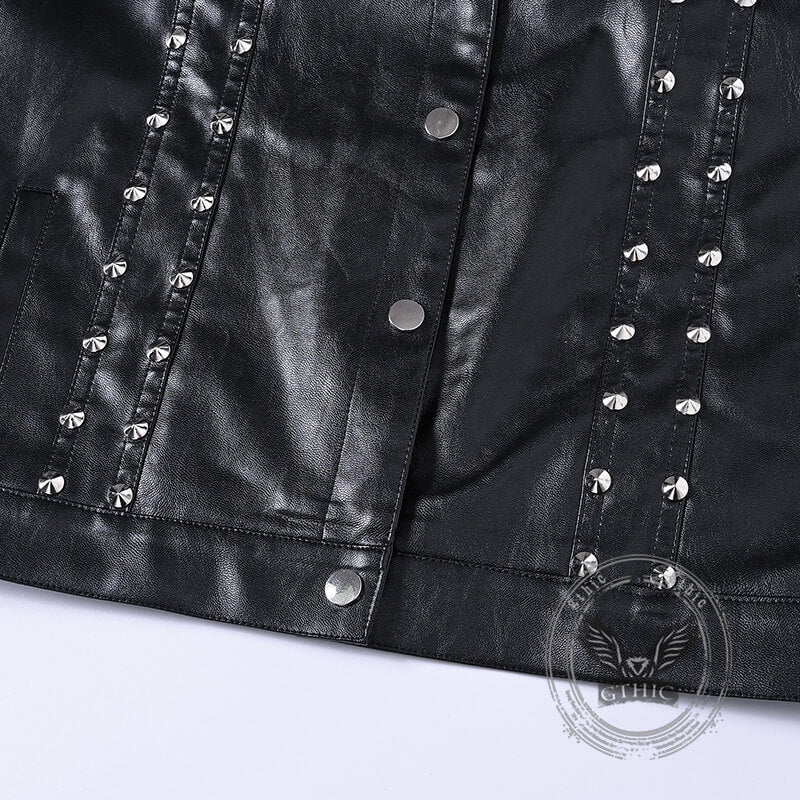 Punk Rivet Black Slim Lapel Sleeveless Vest | Gthic.com