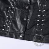 Punk Rivet Black Slim Lapel Sleeveless Vest | Gthic.com