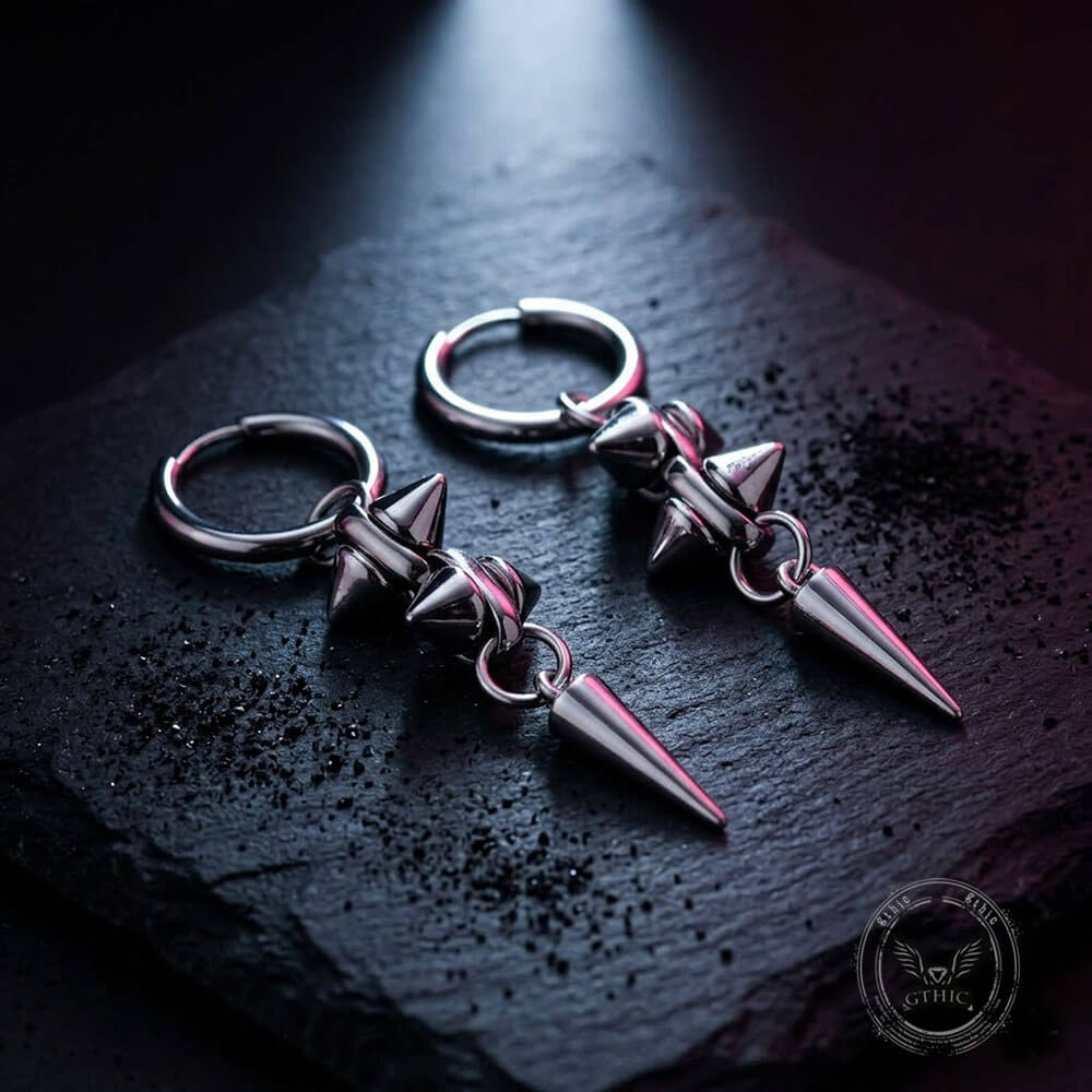 Punk Rivet Conical Zinc Alloy Drop Earrings