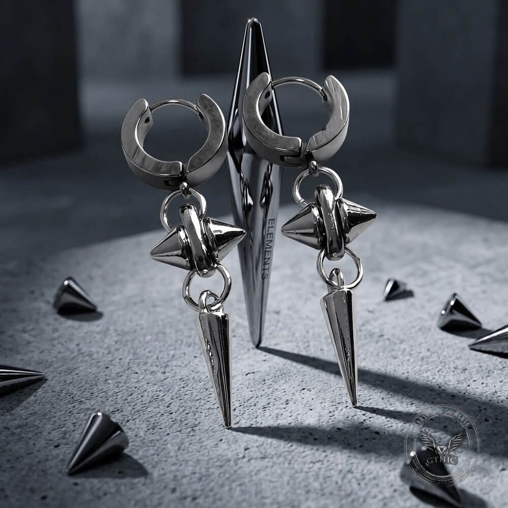 Punk Rivet Conical Zinc Alloy Drop Earrings | Gthic.com