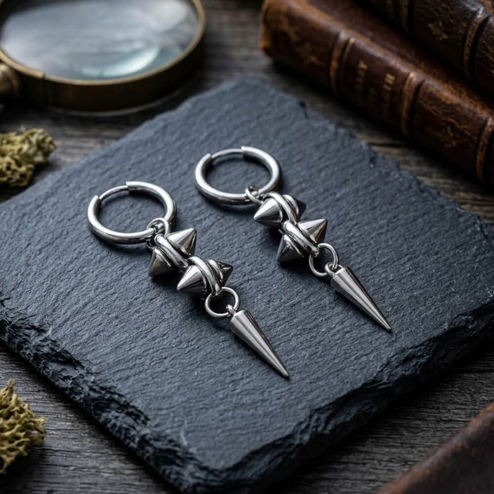Punk Rivet Conical Zinc Alloy Drop Earrings | Gthic.com