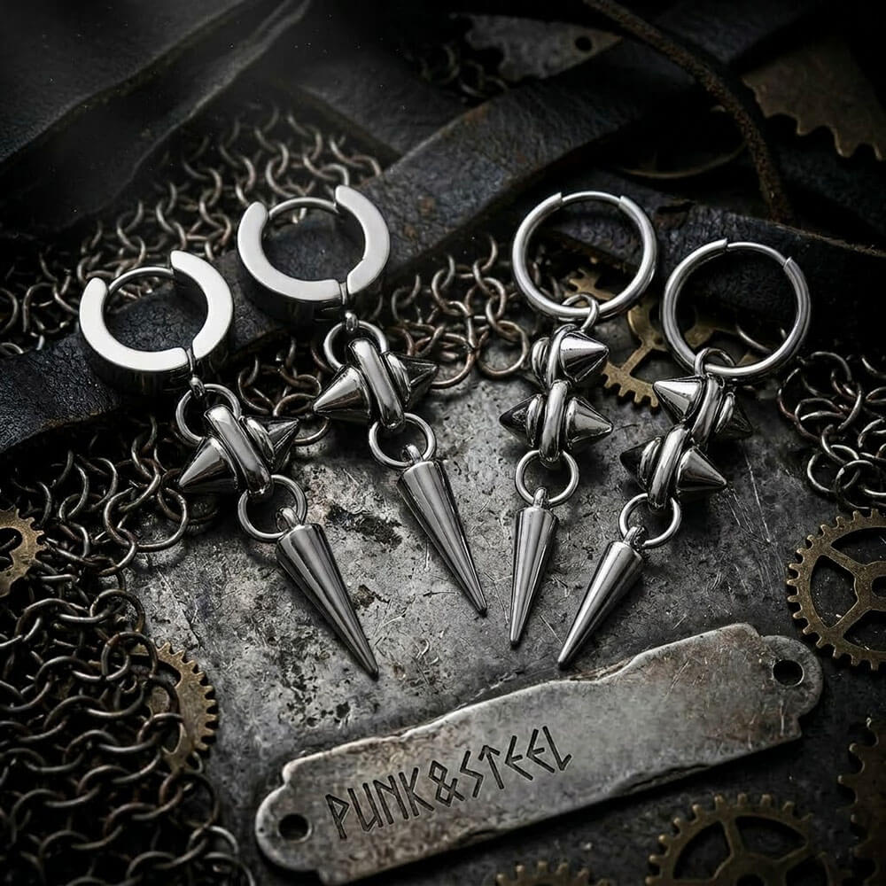 Punk Rivet Conical Zinc Alloy Drop Earrings | Gthic.com