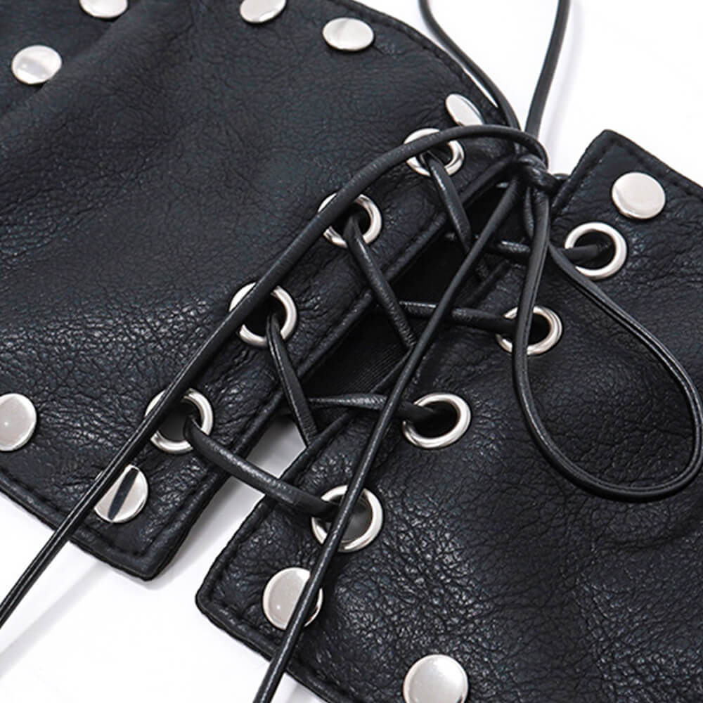 Chaleco de algodón con tachuelas y estampado de calavera punk