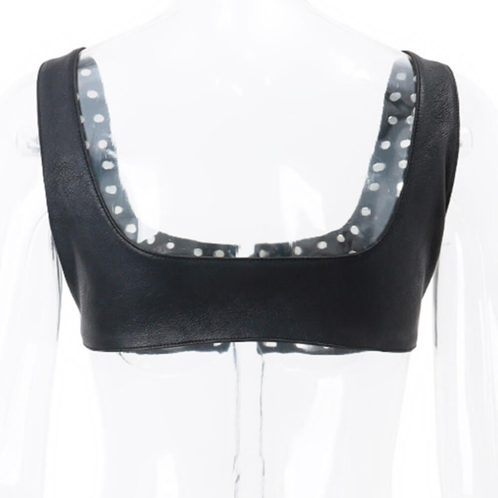 Punk Rivet Lace-Up Design Pu Leather Crop Vest Top 03 | Gthic.com