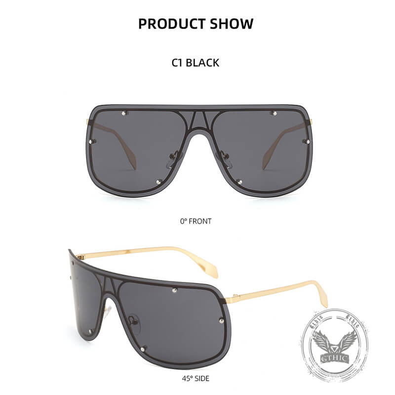 Punk Rivet Large Frame Metal Rimless PC Sunglasses | Gthic.com