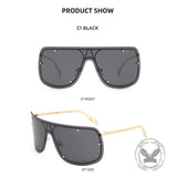Punk Rivet Large Frame Metal Rimless PC Sunglasses | Gthic.com
