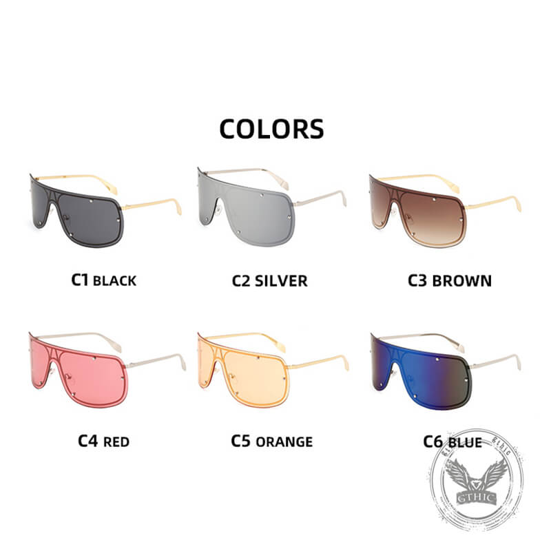 Punk Rivet Large Frame Metal Rimless PC Sunglasses | Gthic.com