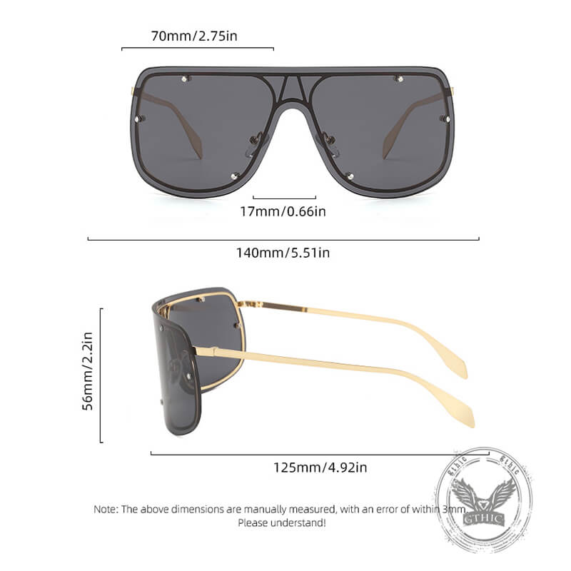 Punk Rivet Large Frame Metal Rimless PC Sunglasses | Gthic.com