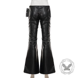 Punk Rivet Low-Waist PU Leather Bootcut Pants | Gthic.com