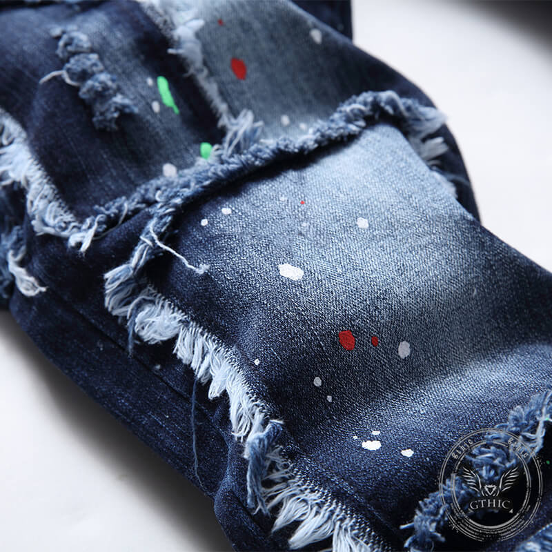 Punk Rivet Patch Cotton Men's Skinny Pants