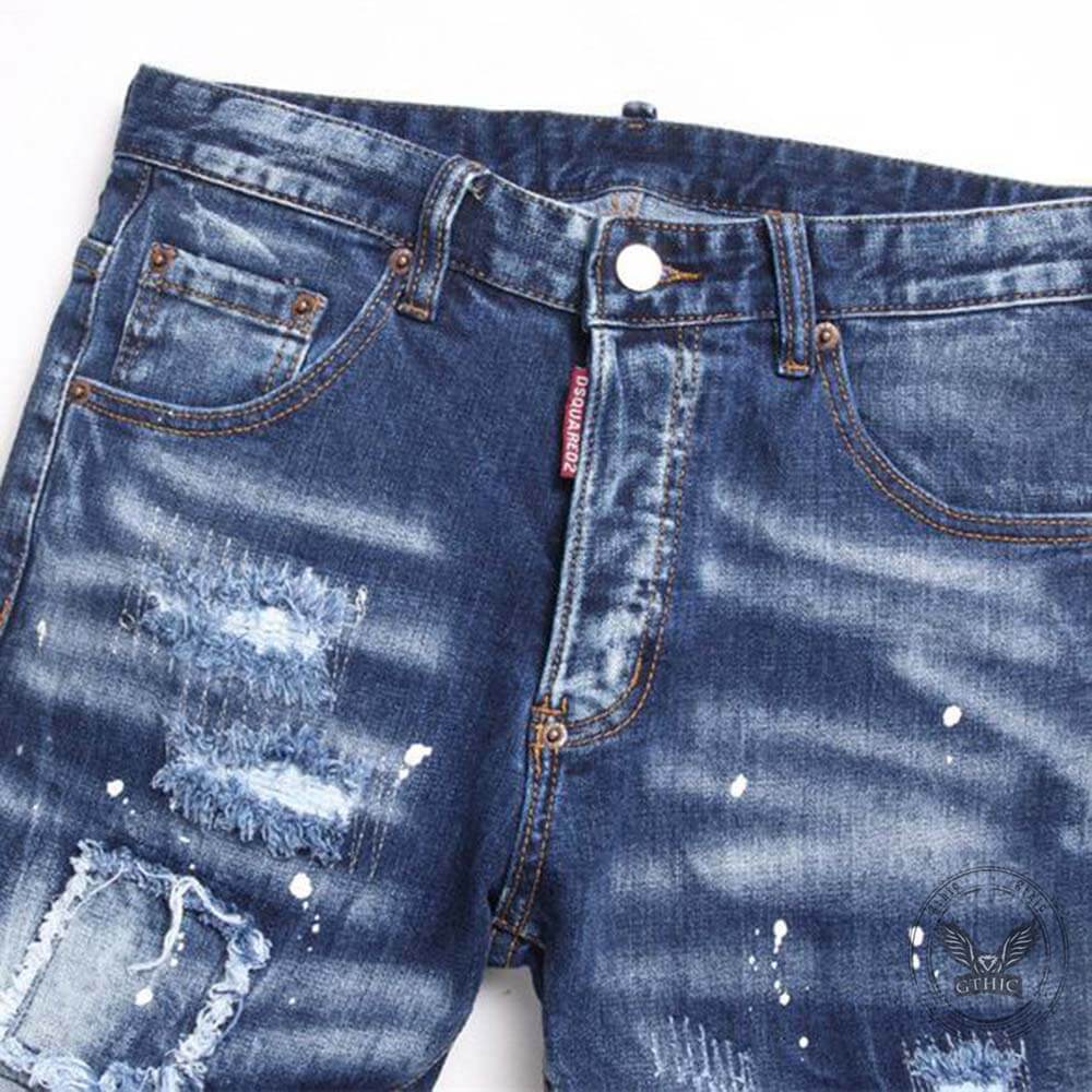 Punk Rivet Patch Cotton Men's Skinny Pants | Gthic.com