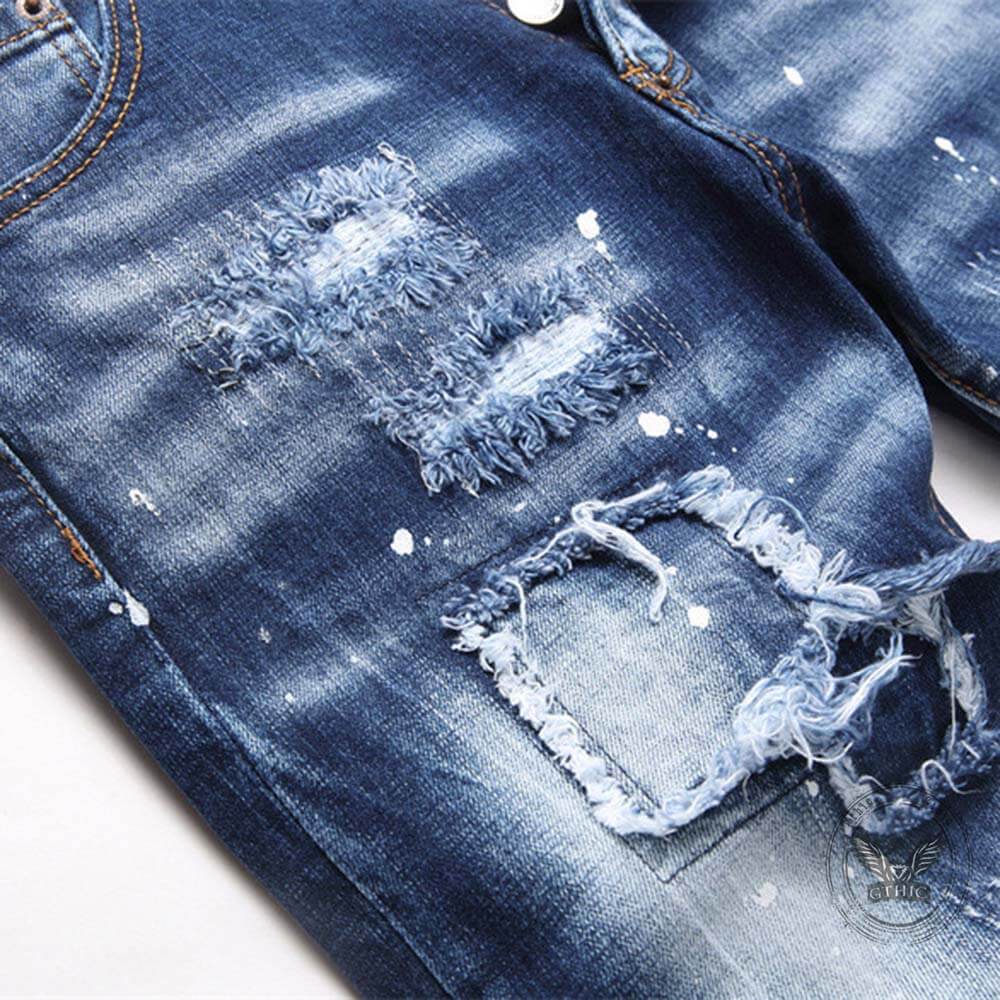 Punk Rivet Patch Cotton Men's Skinny Pants