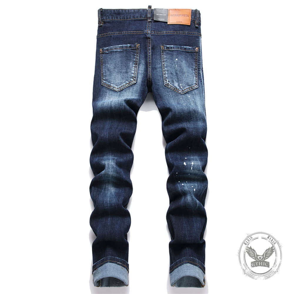 Punk Rivet Patch Cotton Men's Skinny Pants | Gthic.com