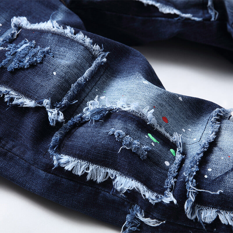 Punk Rivet Patch Cotton Men's Skinny Pants