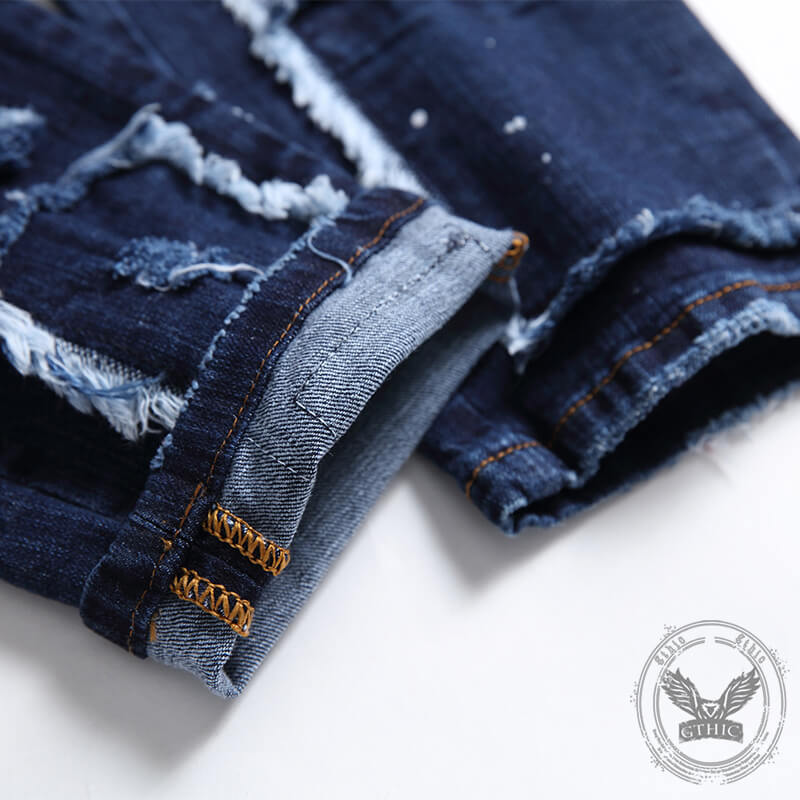 Punk Rivet Patch Cotton Men's Skinny Pants