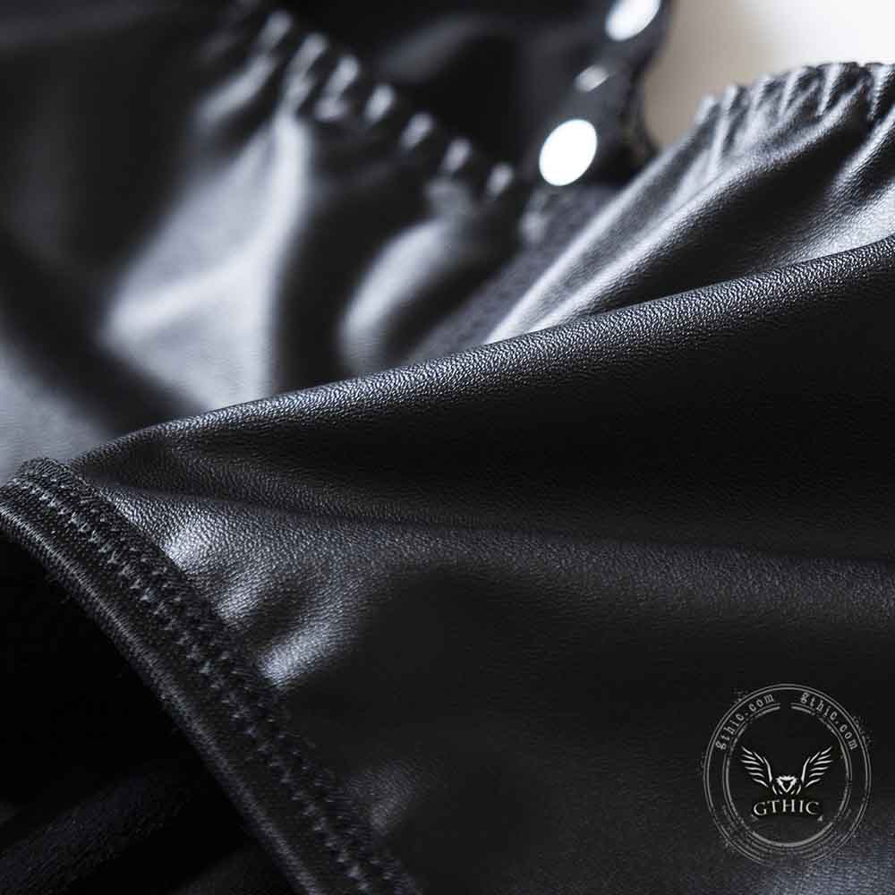Punk Rivet Studded Slim Y2K PU Leather Camisole