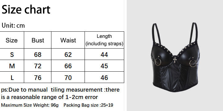 Punk Rivet Studded Slim Y2K PU Leather Camisole