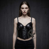 Punk Rivet Studded Slim Y2K PU Leather Camisole | Gthic.com