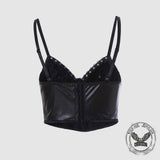 Punk Rivet Studded Slim Y2K PU Leather Camisole