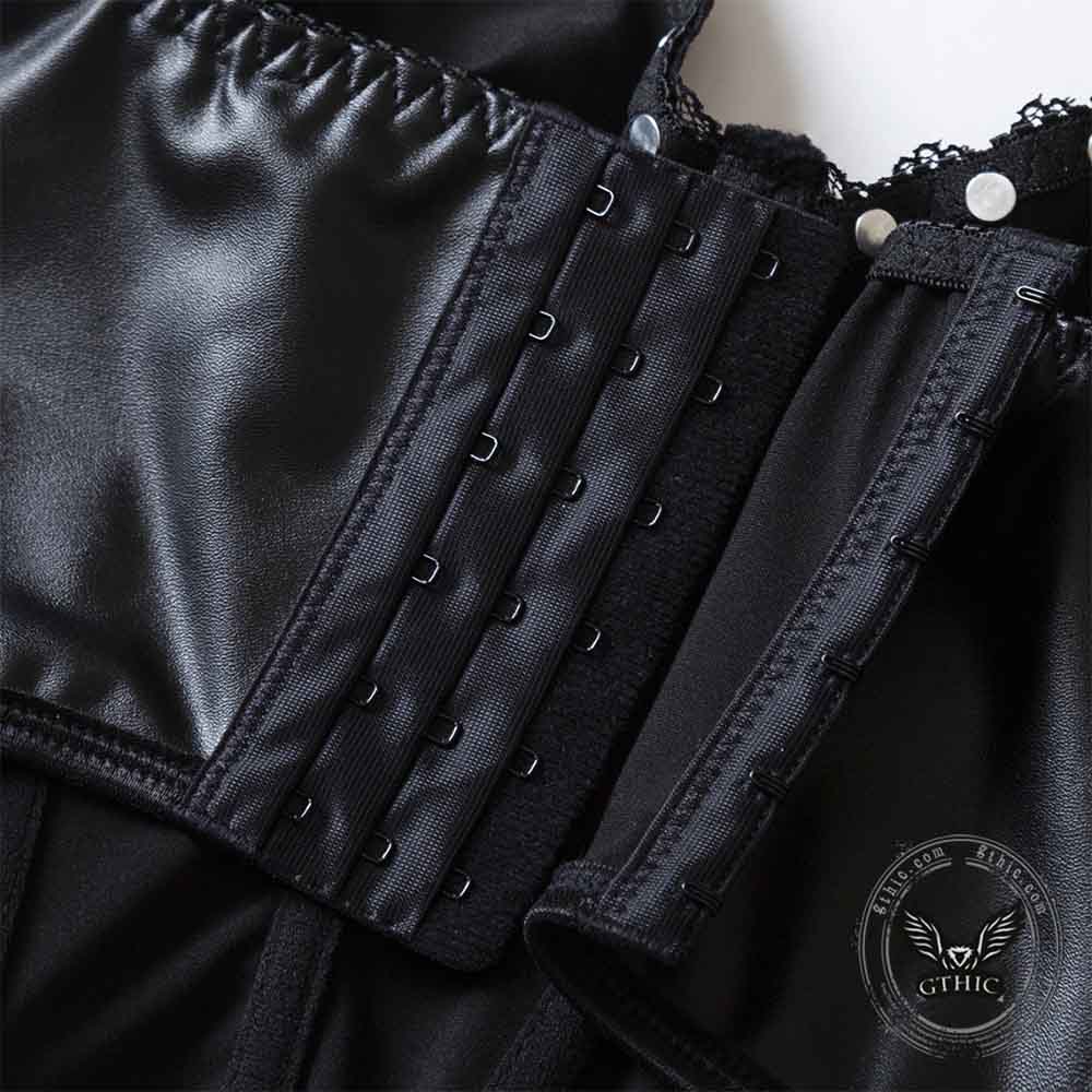 Punk Rivet Studded Slim Y2K PU Leather Camisole