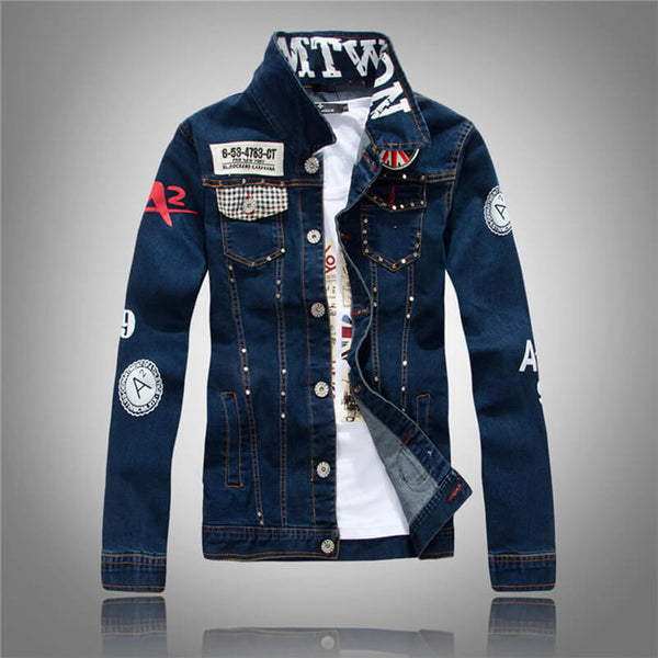 Punk Rivet Washed Denim Jacket Biker Coat | Gthic.com