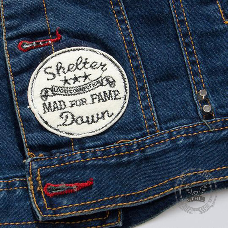 Punk Rivet Washed Denim Jacket Biker Coat