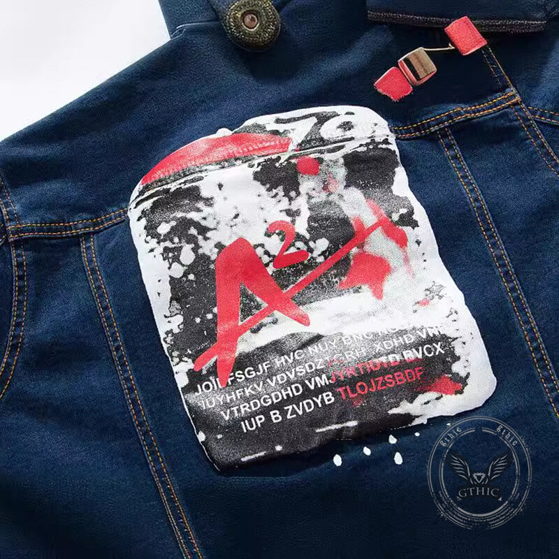 Punk Rivet Washed Denim Jacket Biker Coat