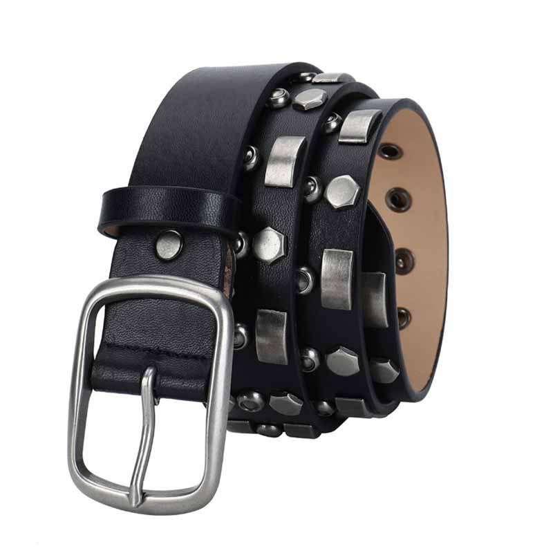 Punk Rivet Wear-Resistant Cowhide Leather Belt 02 | Gthic.com