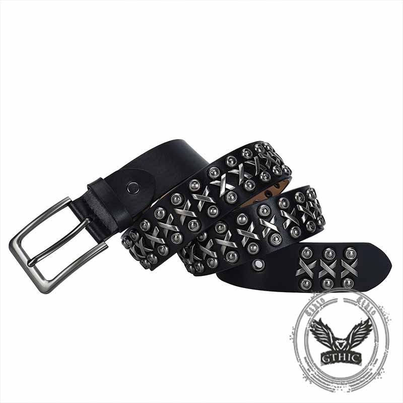 Punk Rivet Wear-Resistant Cowhide Leather Belt 03 | Gthic.com