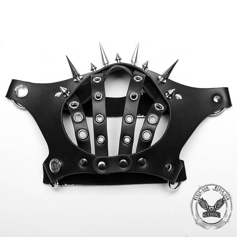 Punk Rivets Leather Half Facemask