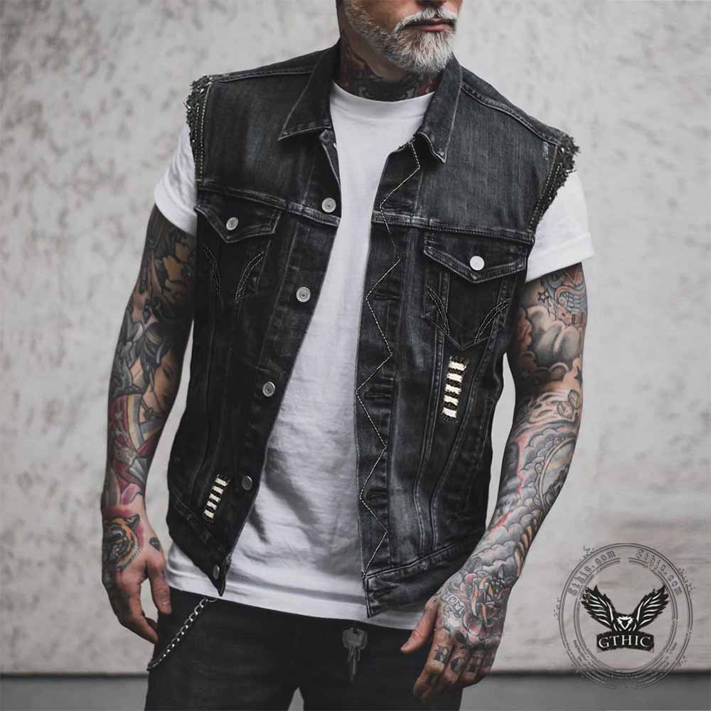 Gilet Skull in cotone ricamato stampato