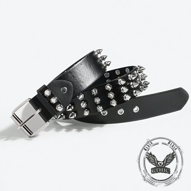 Punk Rock Spiked Rivet Handmade PU Leather Belt | Gthic.com