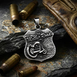 Punk Route 66 Motorcycle Stainless Steel Biker Pendant | Gthic.com