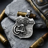 Punk Route 66 Motorcycle Stainless Steel Biker Pendant